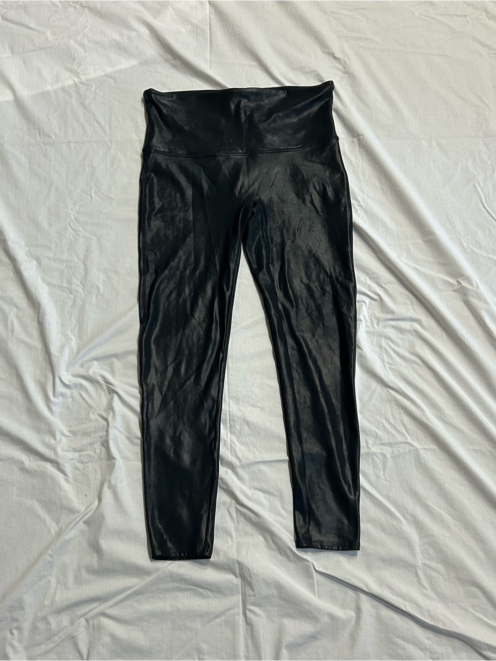 Spanx Black Faux-Leather Leggings Size 1X Petite